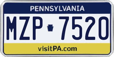PA license plate MZP7520