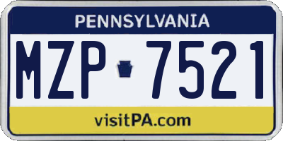 PA license plate MZP7521