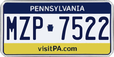 PA license plate MZP7522