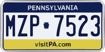 PA license plate MZP7523