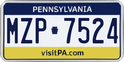 PA license plate MZP7524