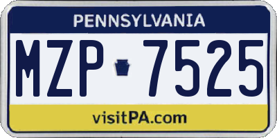 PA license plate MZP7525