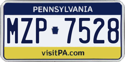 PA license plate MZP7528