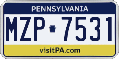 PA license plate MZP7531