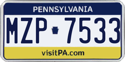 PA license plate MZP7533