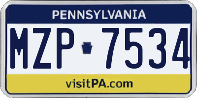 PA license plate MZP7534