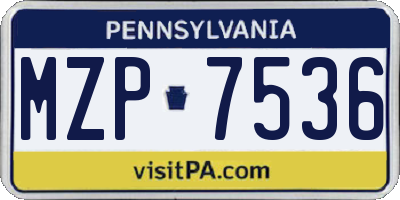 PA license plate MZP7536