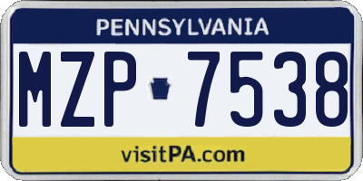 PA license plate MZP7538