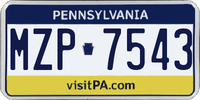 PA license plate MZP7543