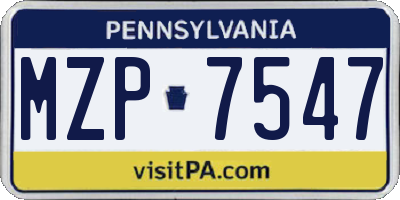 PA license plate MZP7547