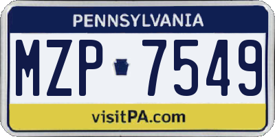 PA license plate MZP7549
