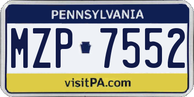 PA license plate MZP7552
