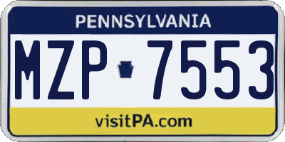 PA license plate MZP7553