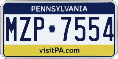 PA license plate MZP7554