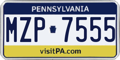 PA license plate MZP7555