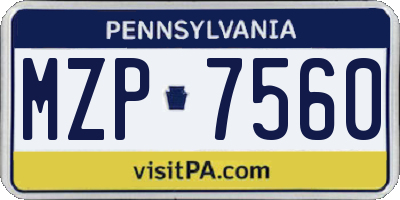 PA license plate MZP7560