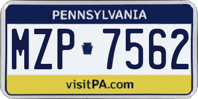 PA license plate MZP7562