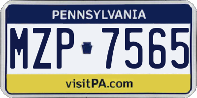 PA license plate MZP7565
