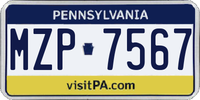 PA license plate MZP7567