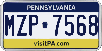 PA license plate MZP7568