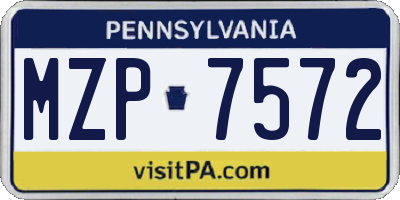 PA license plate MZP7572