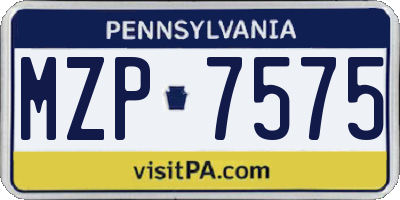 PA license plate MZP7575