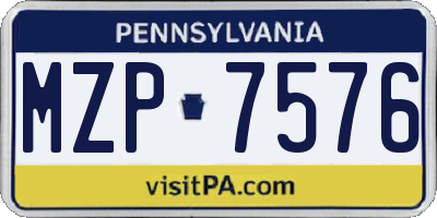 PA license plate MZP7576
