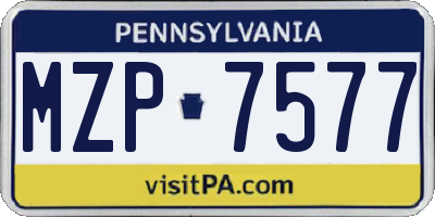 PA license plate MZP7577