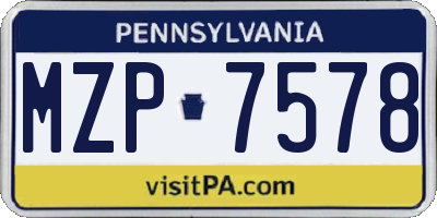 PA license plate MZP7578