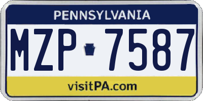 PA license plate MZP7587