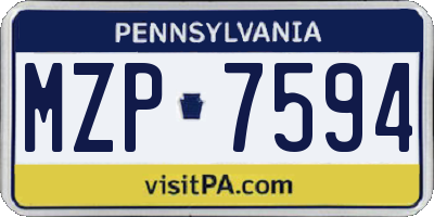 PA license plate MZP7594