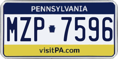 PA license plate MZP7596