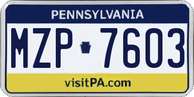 PA license plate MZP7603