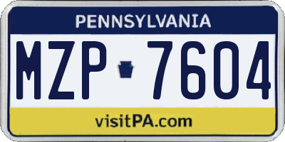 PA license plate MZP7604
