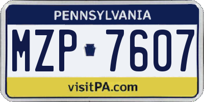 PA license plate MZP7607