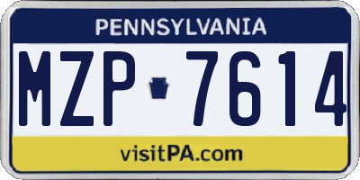 PA license plate MZP7614