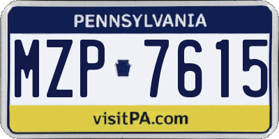 PA license plate MZP7615