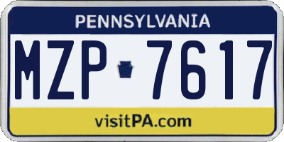 PA license plate MZP7617
