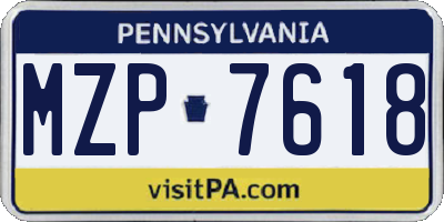 PA license plate MZP7618