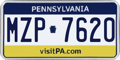 PA license plate MZP7620