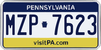 PA license plate MZP7623