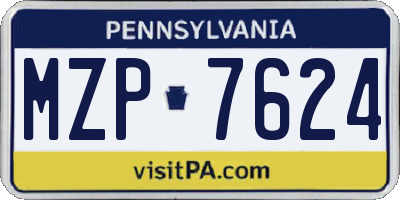 PA license plate MZP7624