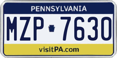 PA license plate MZP7630