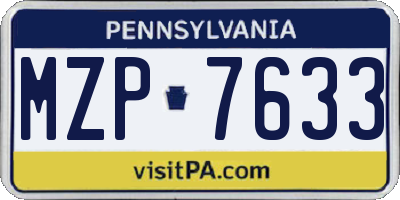 PA license plate MZP7633