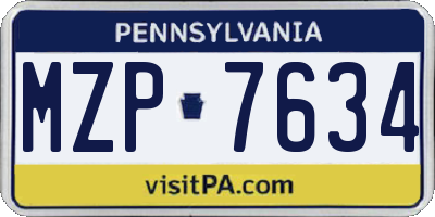 PA license plate MZP7634