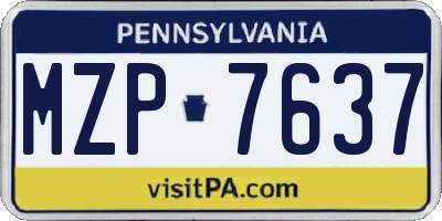 PA license plate MZP7637