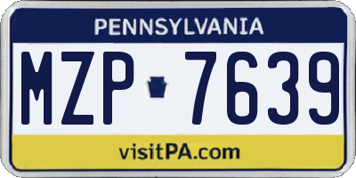 PA license plate MZP7639
