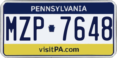 PA license plate MZP7648