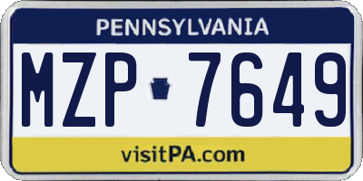 PA license plate MZP7649