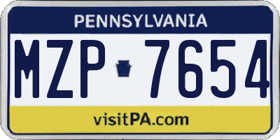 PA license plate MZP7654
